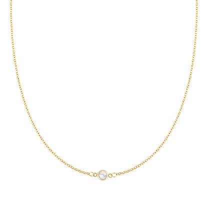 Petite 1 Moonstone Necklace in 14k Gold (June)