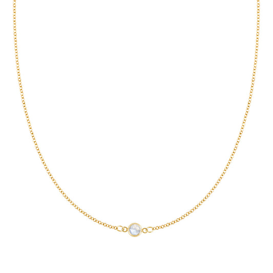 Petite 1 Moonstone Necklace in 14k Gold (June)