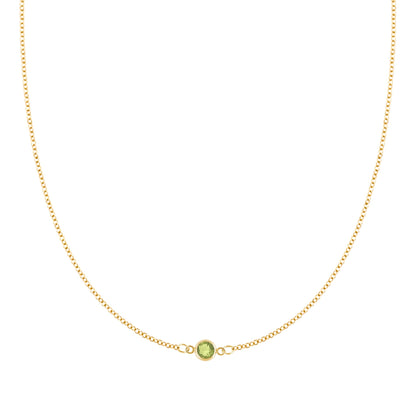 Petite 1 Peridot Necklace in 14k Gold (August)