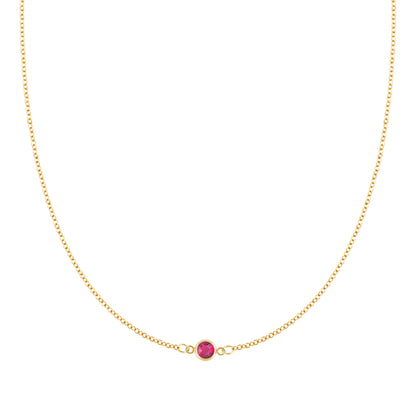 Petite 1 Ruby Necklace in 14k Gold (July)