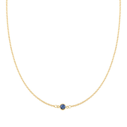 Petite 1 Sapphire Necklace in 14k Gold (September)