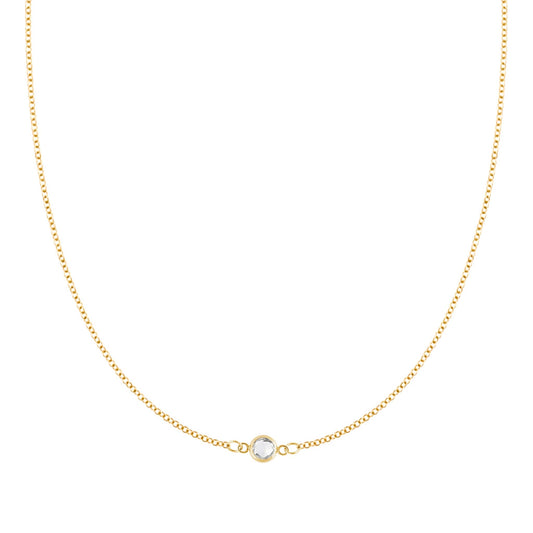 Petite 1 White Topaz Necklace in 14k Gold (April)