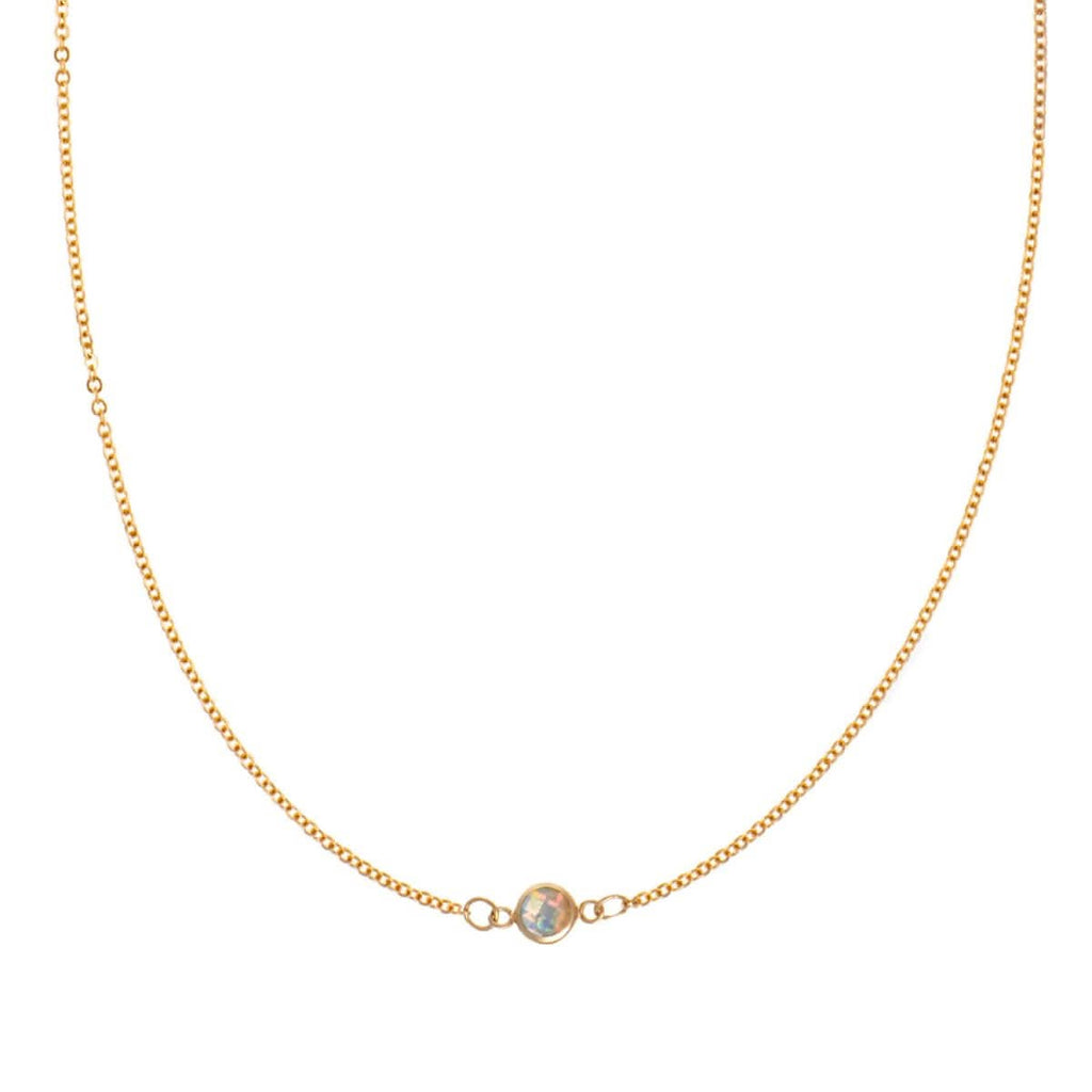 Petite 1 Opal Necklace in 14k Gold (October)