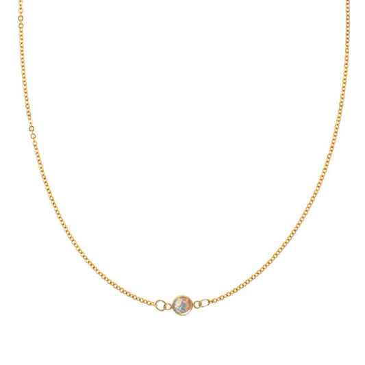 Petite 1 Opal Necklace in 14k Gold (October)
