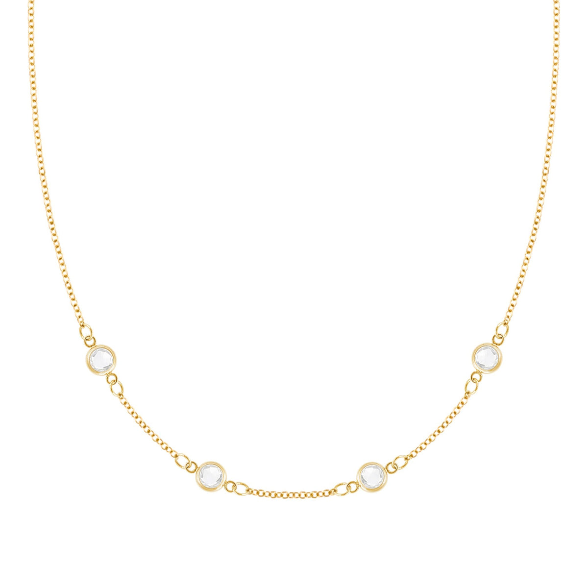 Petite 4 Birthstone Necklace in 14k Gold