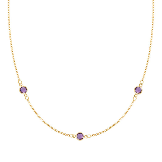 Bayberry 3 Amethyst Necklace in 14k Gold (February)
