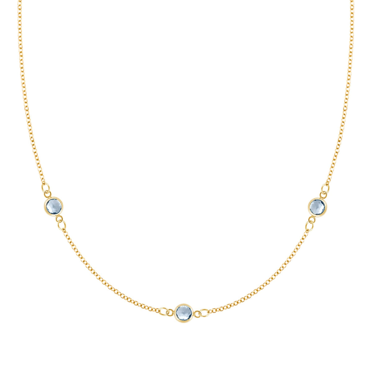 Bayberry 3 Aquamarine Necklace in 14k Gold (March)