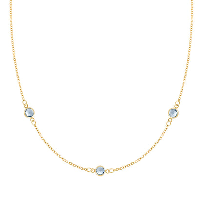 Bayberry 3 Aquamarine Necklace in 14k Gold (March)