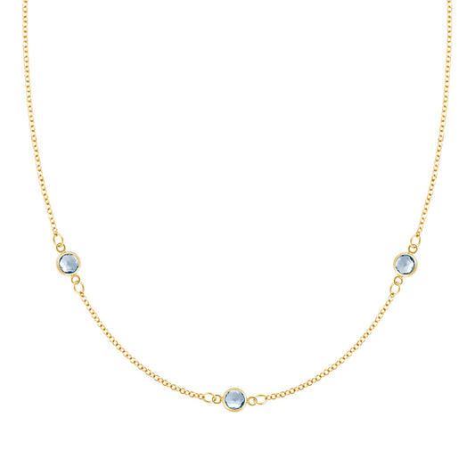 Bayberry 3 Aquamarine Necklace in 14k Gold (March)