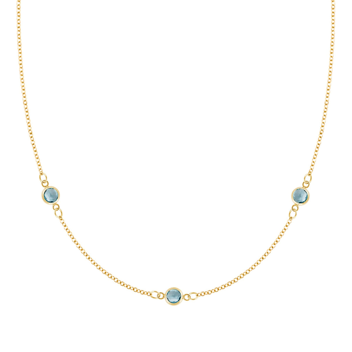 Bayberry 3 Nantucket Blue Topaz Necklace in 14k Gold (December)