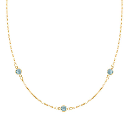 Bayberry 3 Nantucket Blue Topaz Necklace in 14k Gold (December)