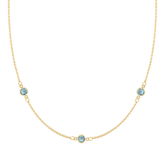 Bayberry 3 Nantucket Blue Topaz Necklace in 14k Gold (December)