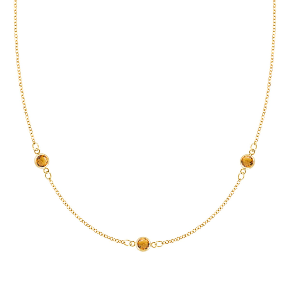 Bayberry 3 Citrine Necklace in 14k Gold (November)