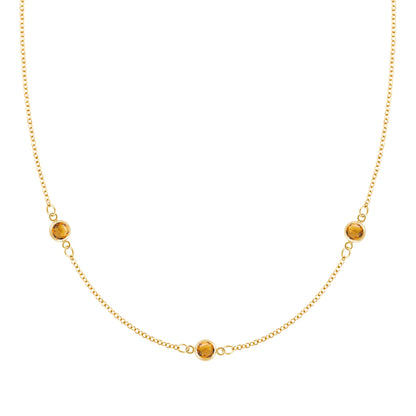 Bayberry 3 Citrine Necklace in 14k Gold (November)