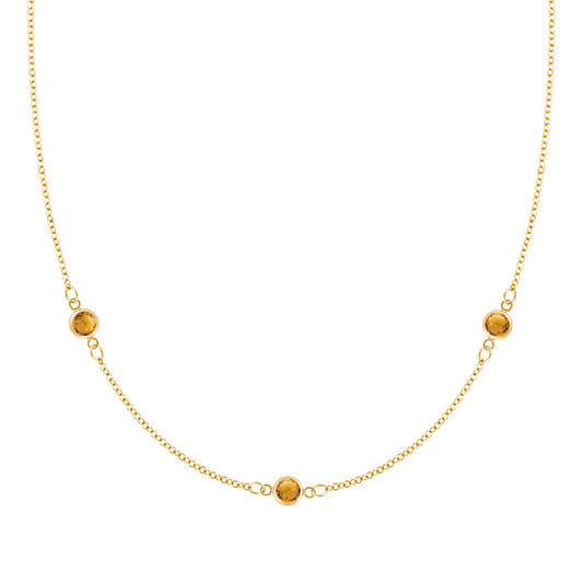 Bayberry 3 Citrine Necklace in 14k Gold (November)