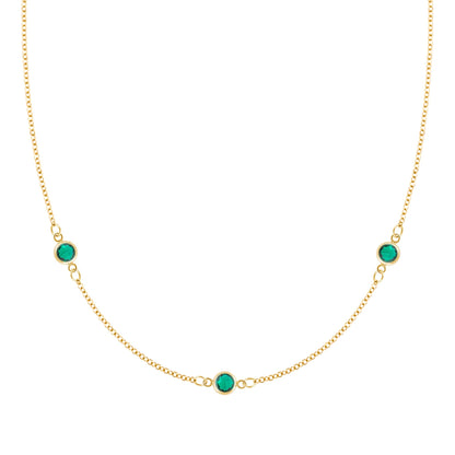 Bayberry 3 Emerald Necklace in 14k Gold (May)
