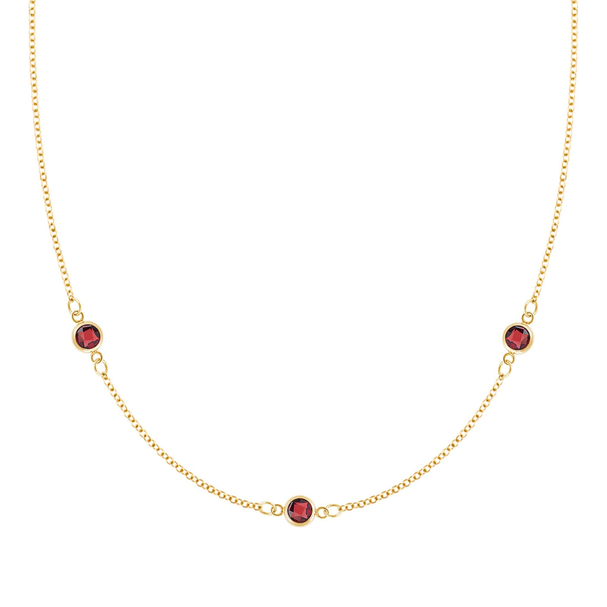 Bayberry 3 Garnet Necklace in 14k Gold (January)
