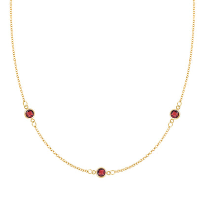 Bayberry 3 Garnet Necklace in 14k Gold (January)