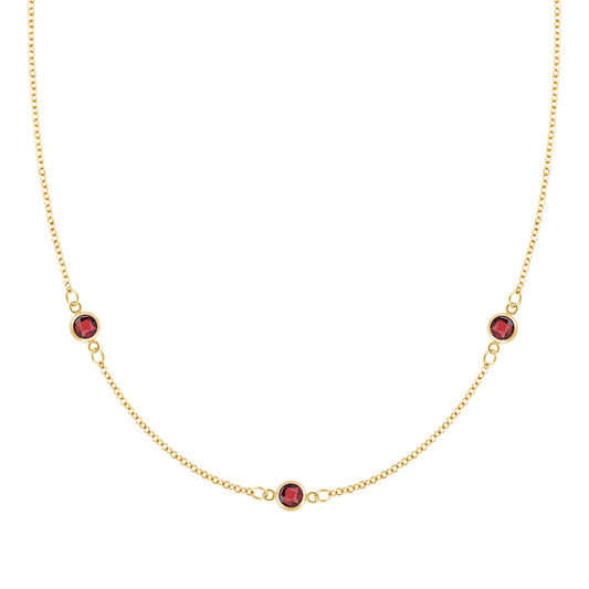 Bayberry 3 Garnet Necklace in 14k Gold (January)