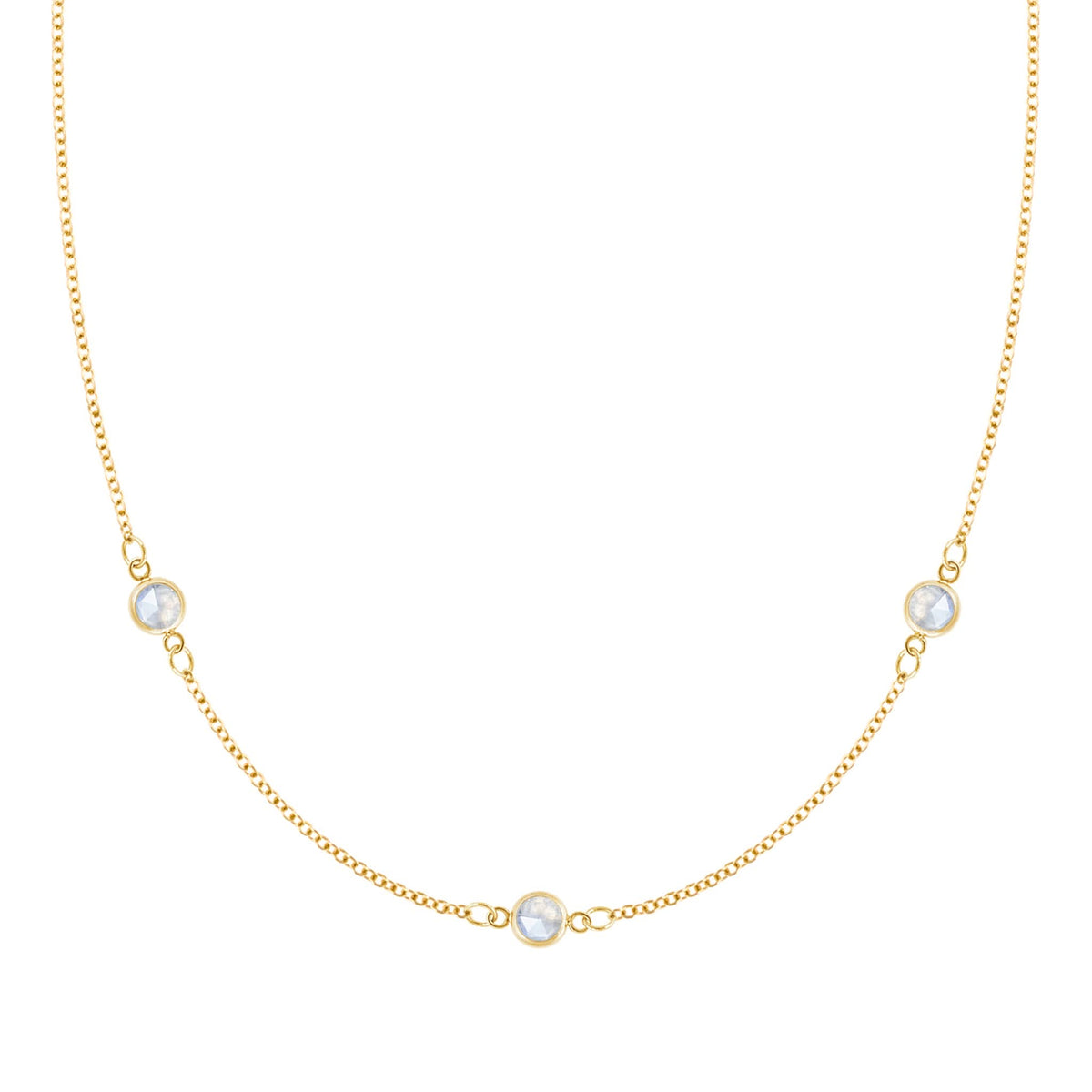 Bayberry 3 Moonstone Necklace in 14k Gold (June)