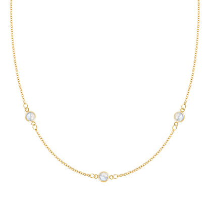 Bayberry 3 Moonstone Necklace in 14k Gold (June)