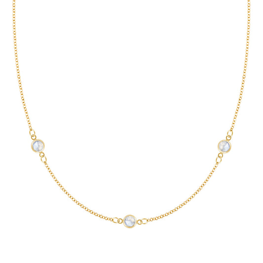 Bayberry 3 Moonstone Necklace in 14k Gold (June)