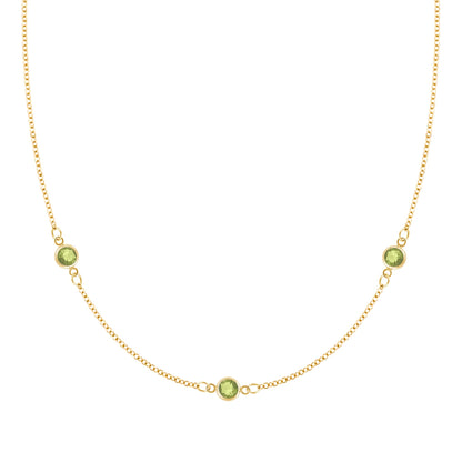Bayberry 3 Peridot Necklace in 14k Gold (August)