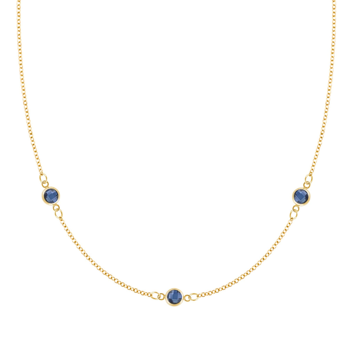 Bayberry 3 Sapphire Necklace in 14k Gold (September)