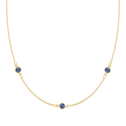 Bayberry 3 Sapphire Necklace in 14k Gold (September)