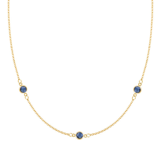 Bayberry 3 Sapphire Necklace in 14k Gold (September)