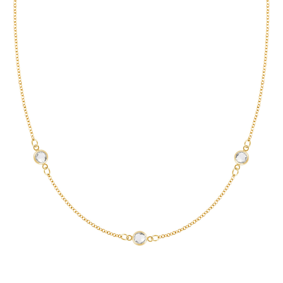 Bayberry 3 White Topaz Necklace in 14k Gold (April)
