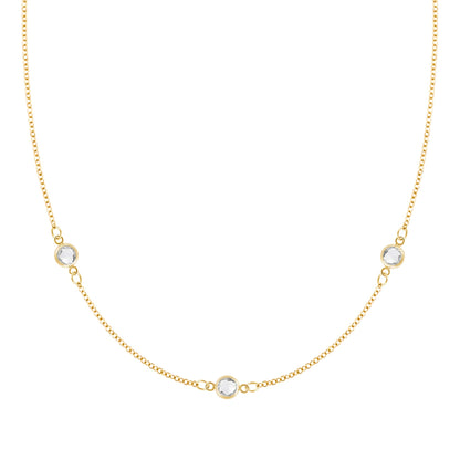 Bayberry 3 White Topaz Necklace in 14k Gold (April)