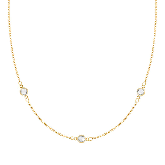 Bayberry 3 White Topaz Necklace in 14k Gold (April)