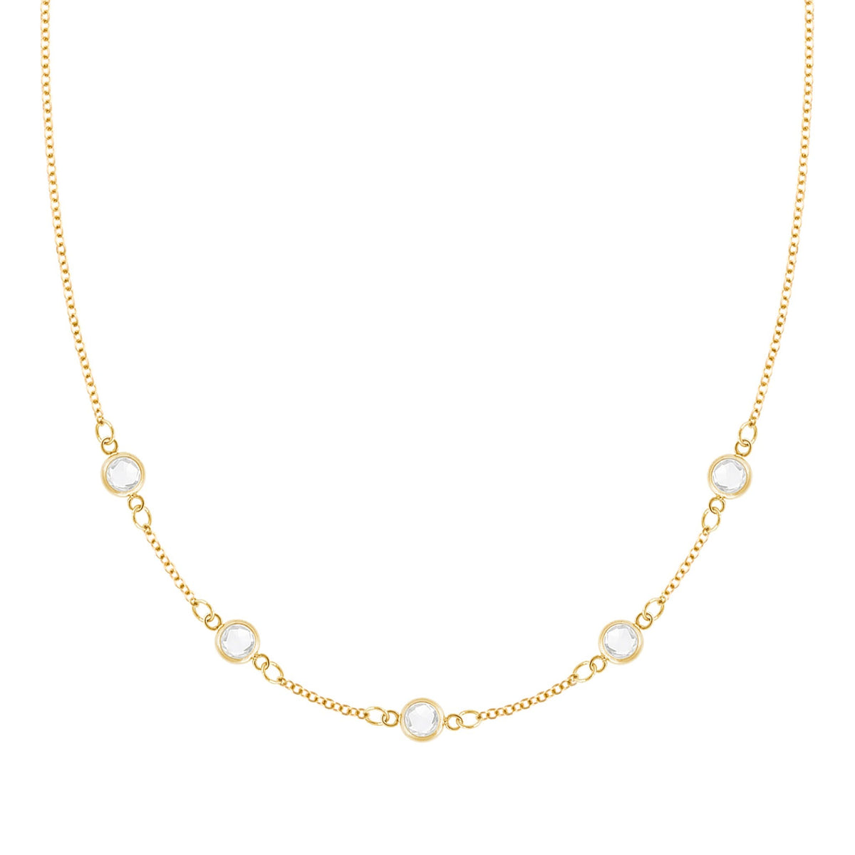 Petite 5 Birthstone Necklace in 14k Gold
