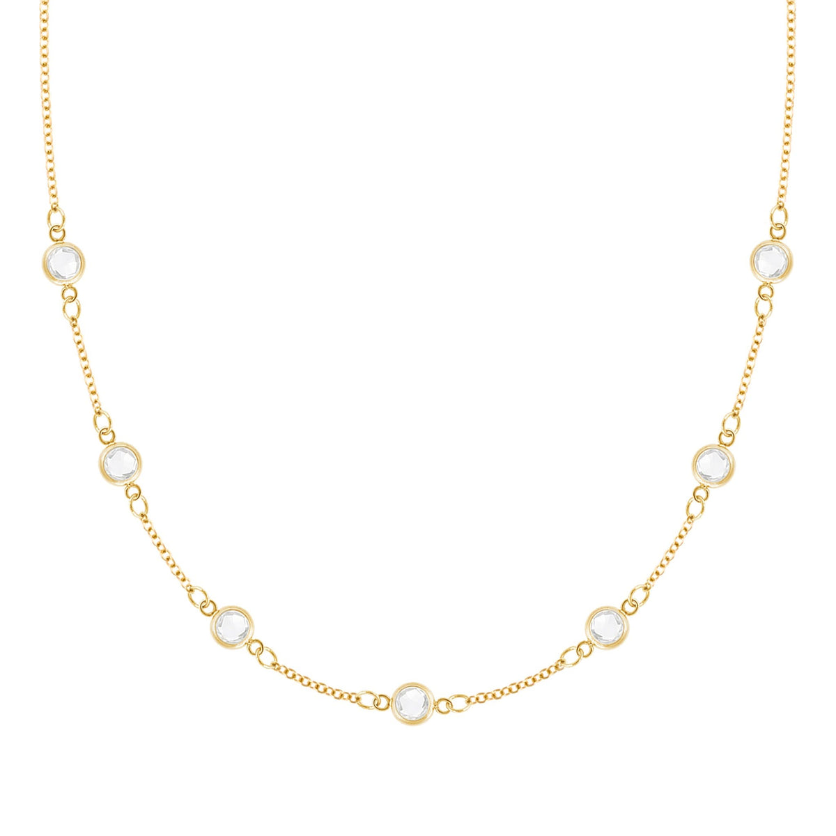Petite 7 Birthstone Necklace in 14k Gold