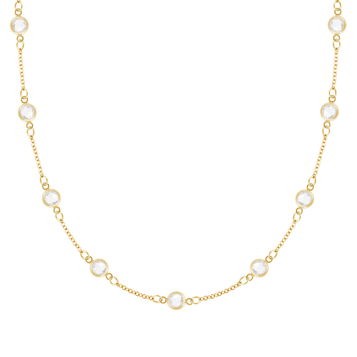 Petite 9 Birthstone Necklace in 14k Gold
