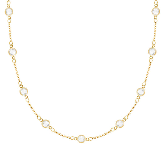 Petite 9 Birthstone Necklace in 14k Gold