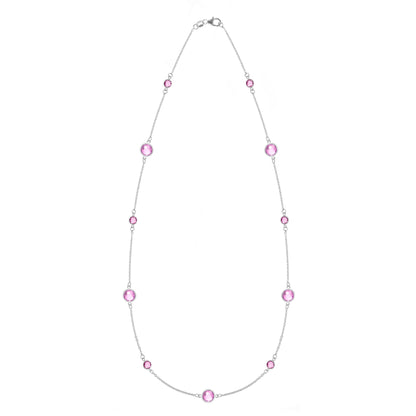 Bayberry Grand & Petite 11 Pink Sapphire Necklace in 14k Gold (October)