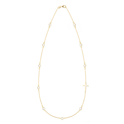 Bayberry Birthstone Cross Necklace in 14k Gold