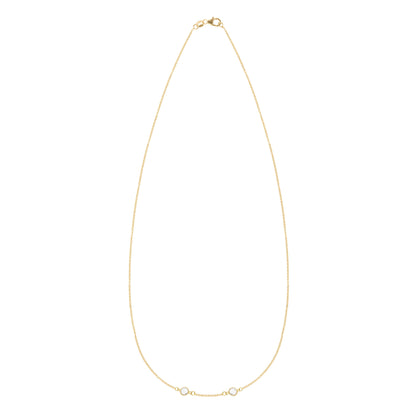 Petite 2 Birthstone Necklace in 14k Gold (Centered)