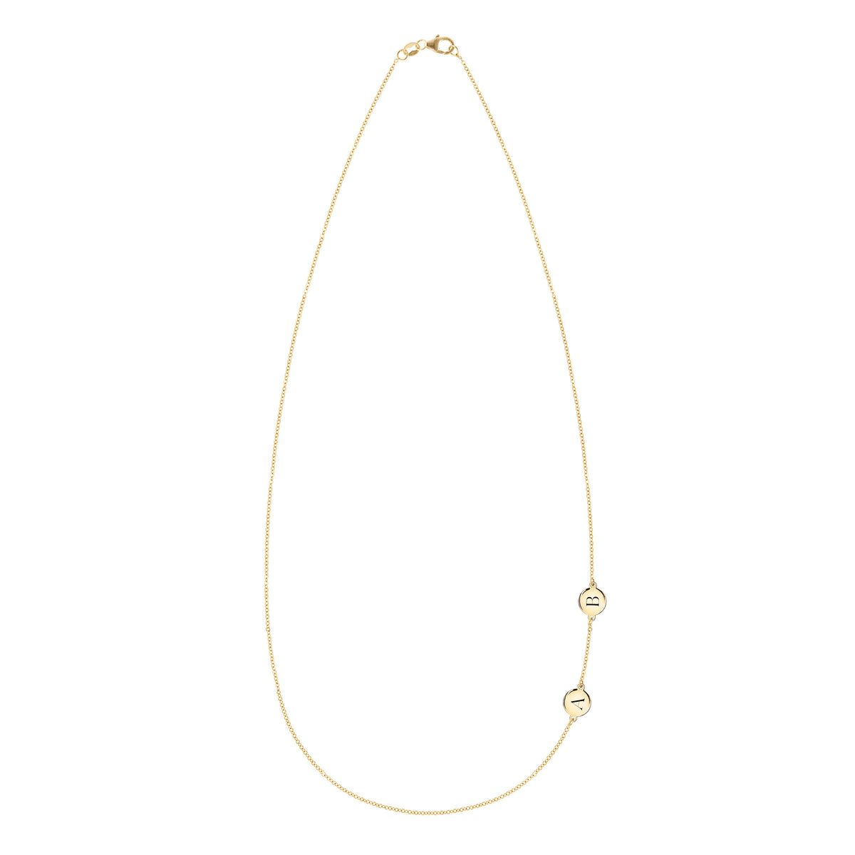 2 Letter Necklace in 14k Gold (Double Spacing)