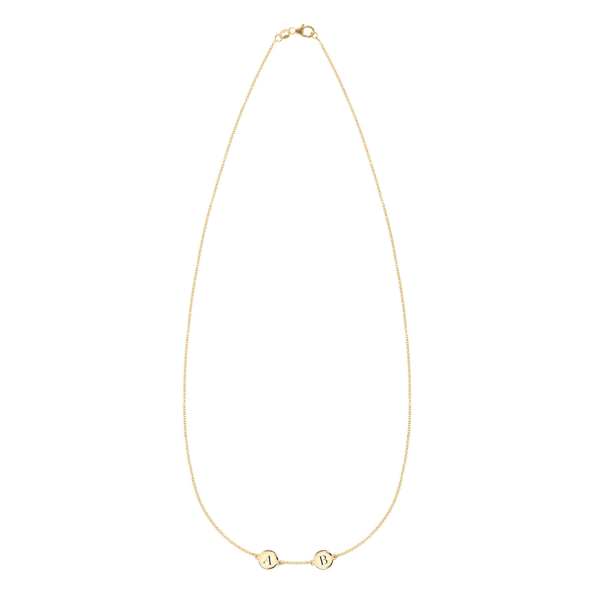 2 Letter Necklace in 14k Gold (Single Spacing)