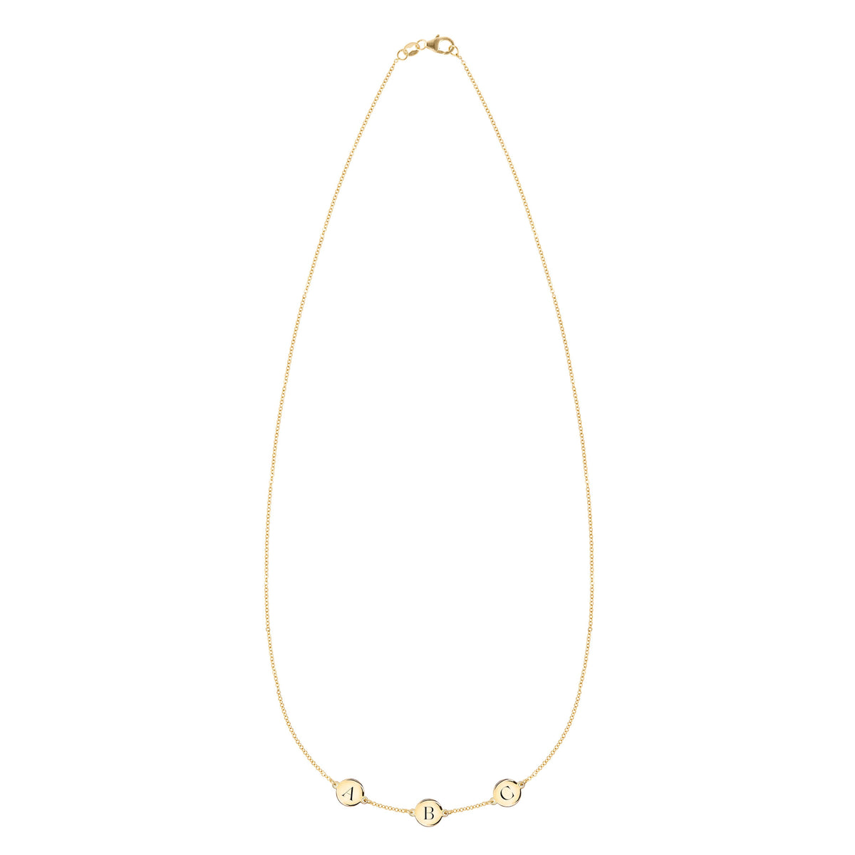 3 Letter Necklace in 14k Gold (Single Spacing)