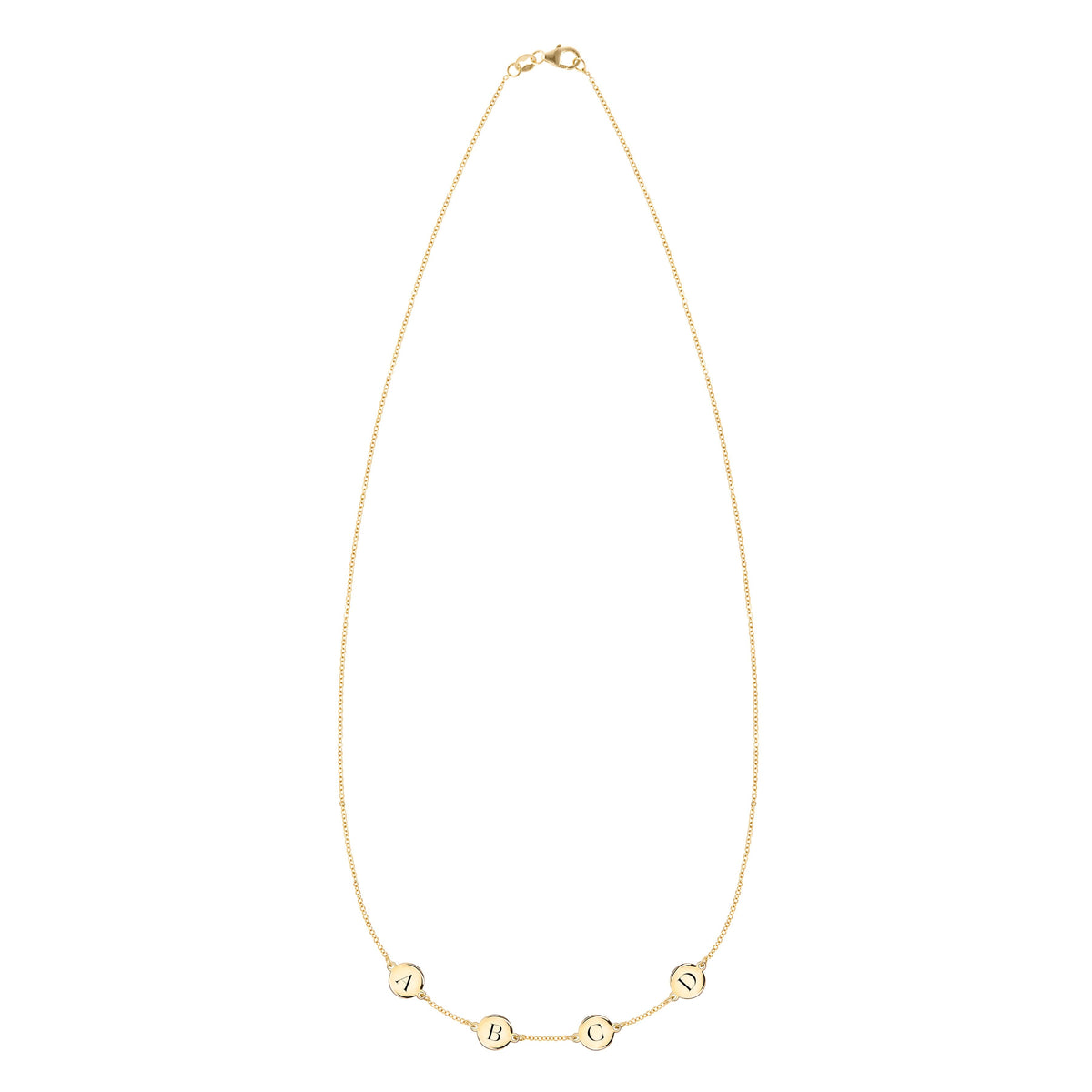 4 Letter Necklace in 14k Gold (Single Spacing)
