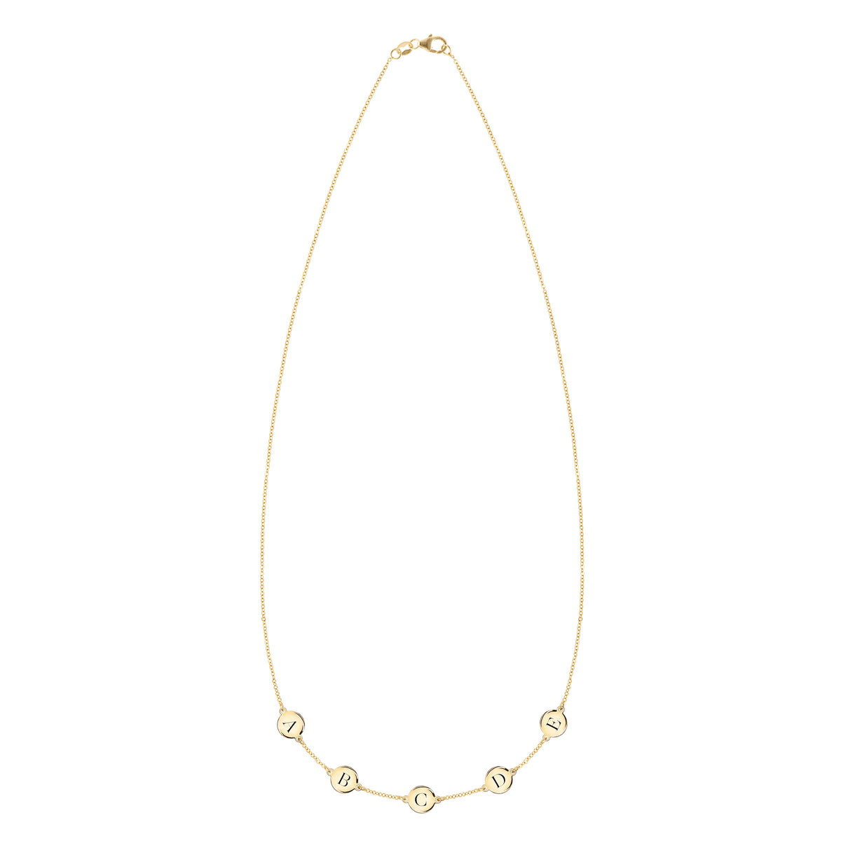 5 Letter Necklace in 14k Gold (Single Spacing)