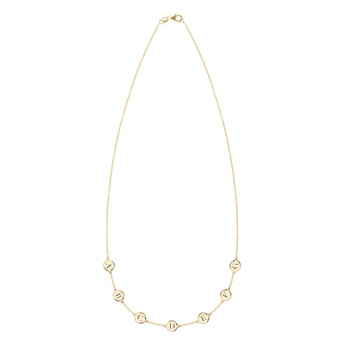7 Letter Necklace in 14k Gold (Single Spacing)