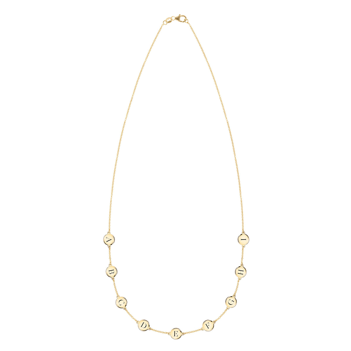 9 Letter Necklace in 14k Gold (Single Spacing)