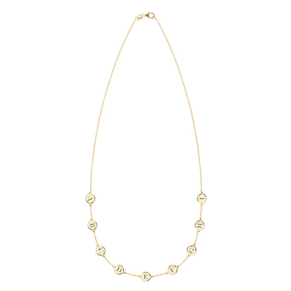 9 Letter Necklace in 14k Gold (Single Spacing)