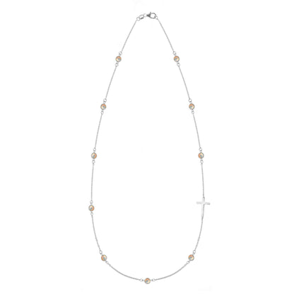 Bayberry Opal Birthstone Cross Necklace in 14k Gold (October)