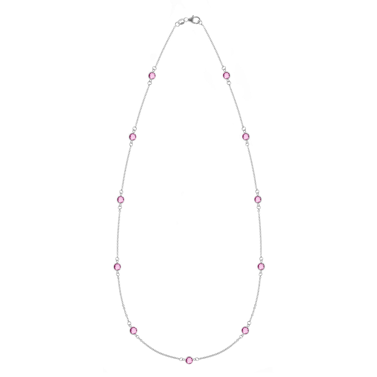 Bayberry 11 Pink Sapphire Necklace in 14k Gold (October)